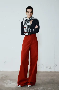 Pantalone dritto in drill - Rosso