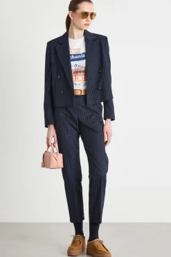 Pantalone dritto in flanella - Blu