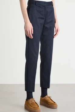 Pantalone dritto in flanella - Blu