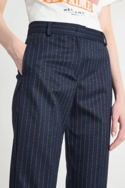 Pantalone dritto in flanella - Blu