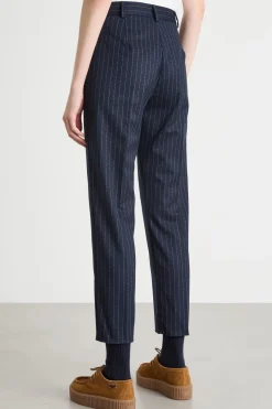 Pantalone dritto in flanella - Blu