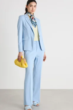 Pantalone dritto in jersey - Azzurro
