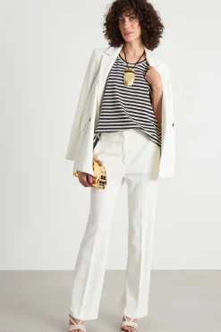 Pantalone dritto in jersey - Bianco