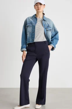 Pantalone dritto in jersey - Blu