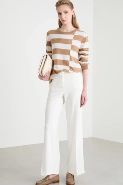 Pantalone dritto in jersey stretch - Bianco