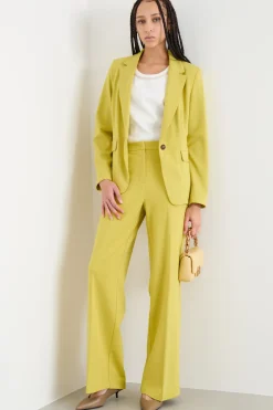 Pantalone dritto in jersey stretch - Giallo