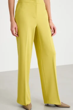 Pantalone dritto in jersey stretch - Giallo
