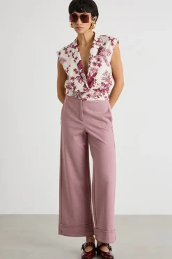 Pantalone dritto in jersey stretch - Rosa