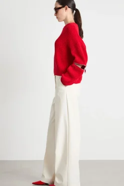 Pantalone dritto in jersey tecnico - Bianco