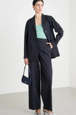 Pantalone dritto in jersey tecnico - Blu