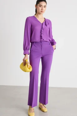 Pantalone dritto in jersey - Viola