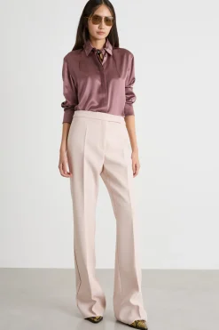 Pantalone dritto in sablé - Rosa