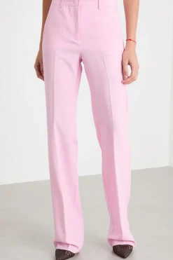 Pantalone dritto in stuoia - Rosa