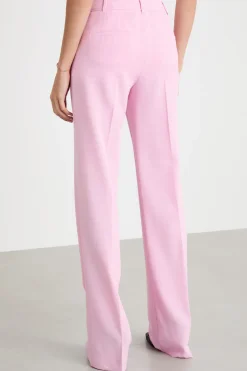 Pantalone dritto in stuoia - Rosa