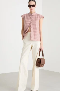 Pantalone dritto in stuoia stretch - Bianco
