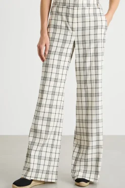 Pantalone dritto in stuoia stretch - Bianco Nero