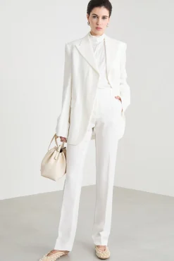 Pantalone dritto in twill - Bianco
