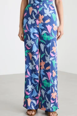 Pantalone dritto in twill - Blu