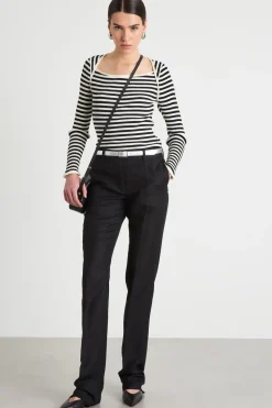 Pantalone dritto in twill - Nero