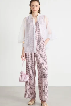 Pantalone dritto in twill - Rosa
