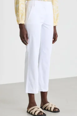 Pantalone dritto stretch - Bianco
