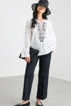 Pantalone dritto stretch - Blu