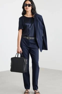 Pantalone dritto stretch - Blu