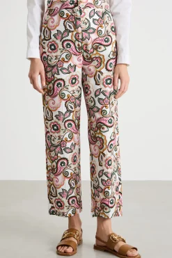 Pantalone dritto stretch - Verde Rosa Nero