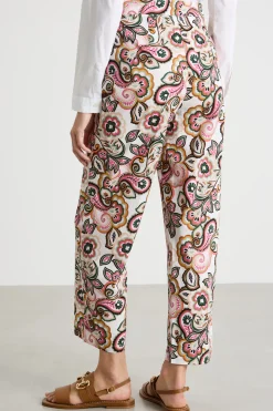 Pantalone dritto stretch - Verde Rosa Nero
