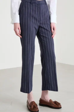 Pantalone flare in natté - Blu Bianco