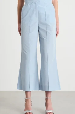 Pantalone flare in taffetà - Azzurro