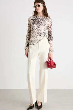 Pantalone flare in tela doppia - Bianco