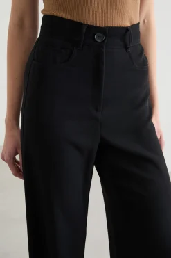 Pantalone fluido con fascia laterale - Nero