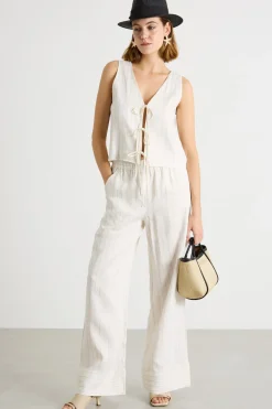 Pantalone fluido e ampio con tasche - Bianco