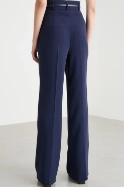 Pantalone fluido in cady - Blu