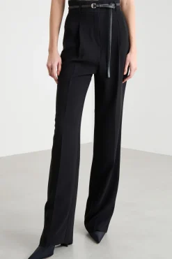 Pantalone fluido in cady - Nero
