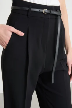 Pantalone fluido in cady - Nero