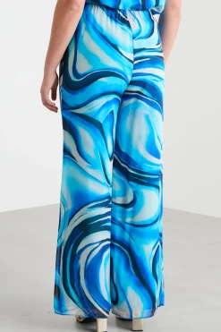 Pantalone fluido in georgette - Azzurro