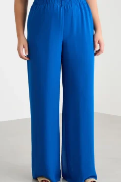 Pantalone fluido in georgette - Blu