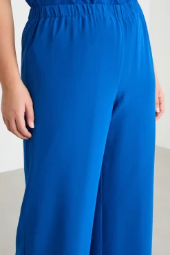 Pantalone fluido in georgette - Blu