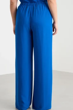 Pantalone fluido in georgette - Blu