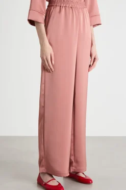 Pantalone fluido in raso - Rosa