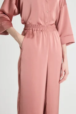 Pantalone fluido in raso - Rosa