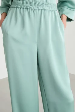 Pantalone fluido in raso - Verde
