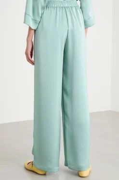 Pantalone fluido in raso - Verde