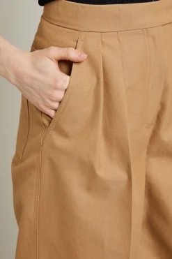 Pantalone gamba larga in cotone - Cammello