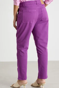 Pantalone in bull con tagli impunturati - Viola
