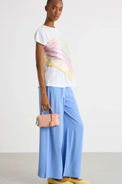 Pantalone in crepe con coulisse - Azzurro