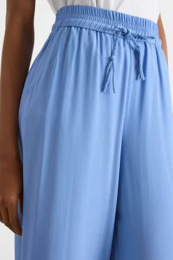 Pantalone in crepe con coulisse - Azzurro