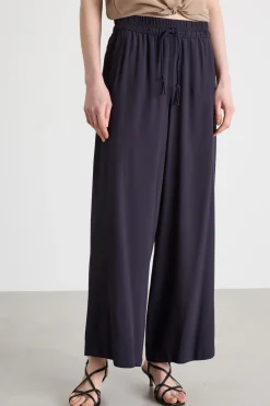 Pantalone in crepe con coulisse - Blu